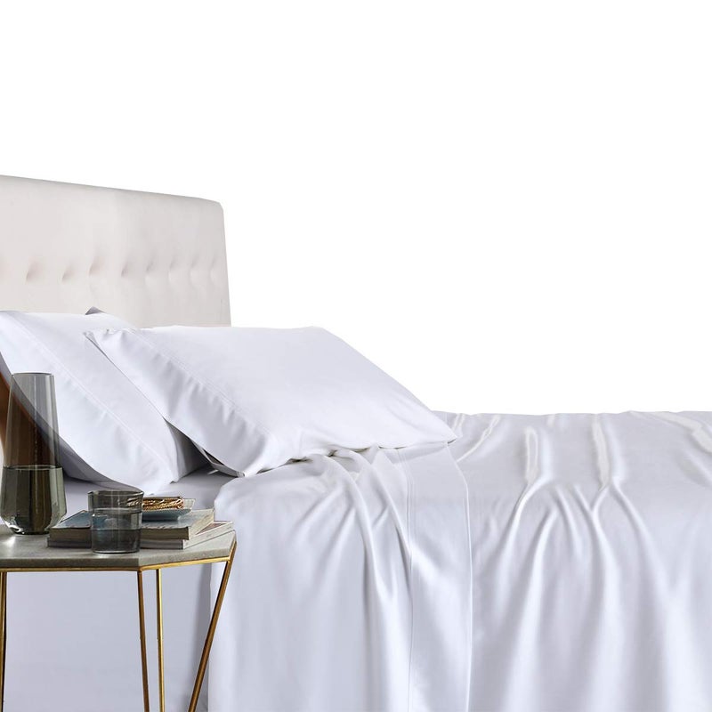 Royal Tradition Viscose from Bamboo Bed Sheets, Top Split King, Solid White, Super Soft and Cool 4PC Sheet Set - Image 1